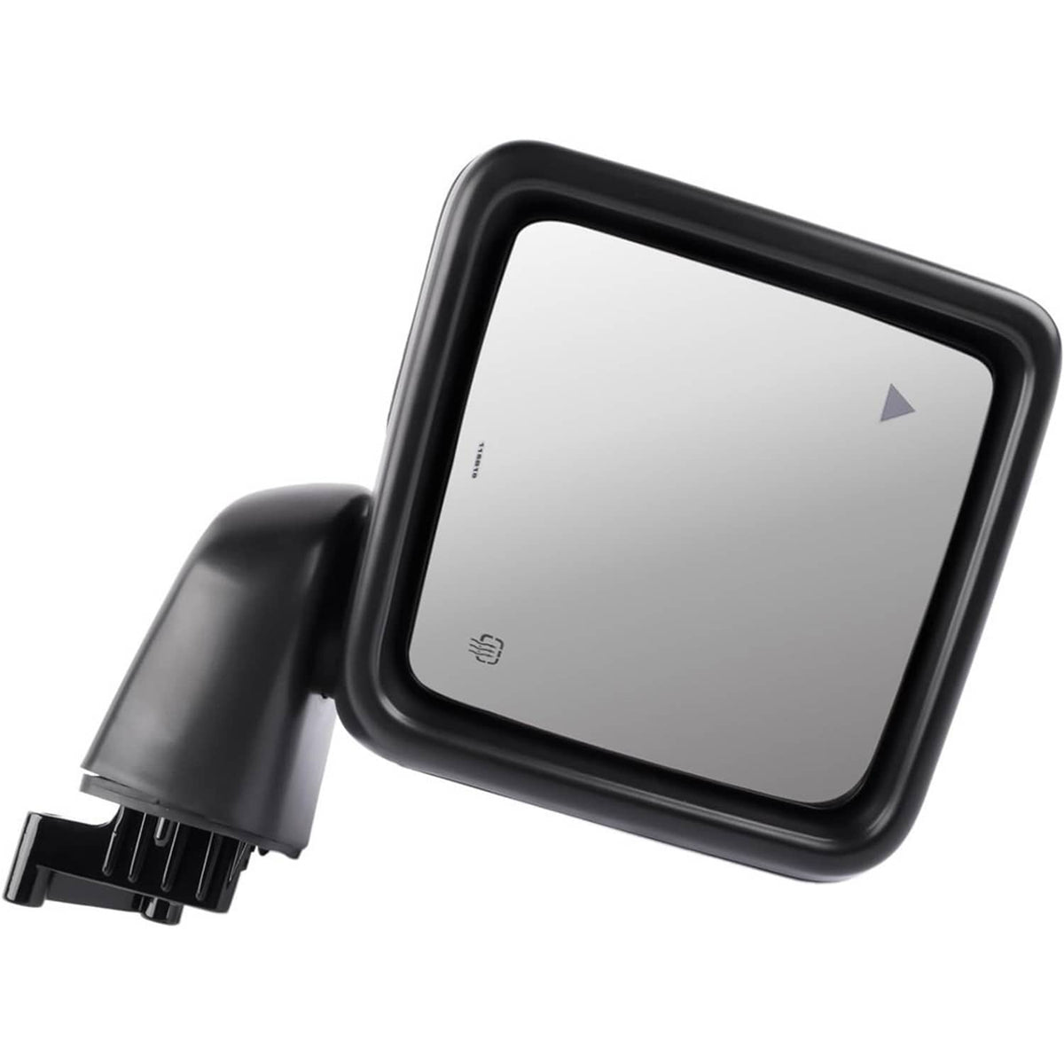 Rectangular rearview mirror with blind-spot indicator, black housing and bracket