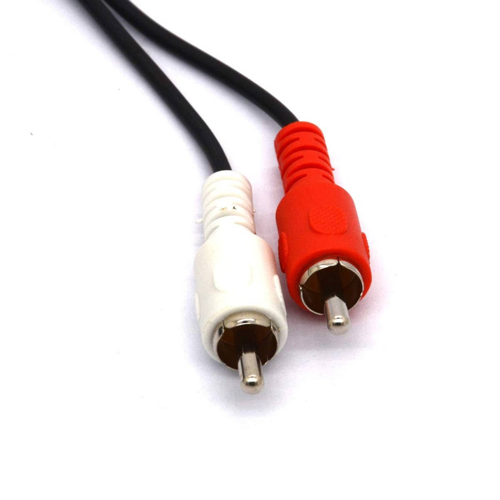 Dual RCA male plugs (red and white) on a black cable