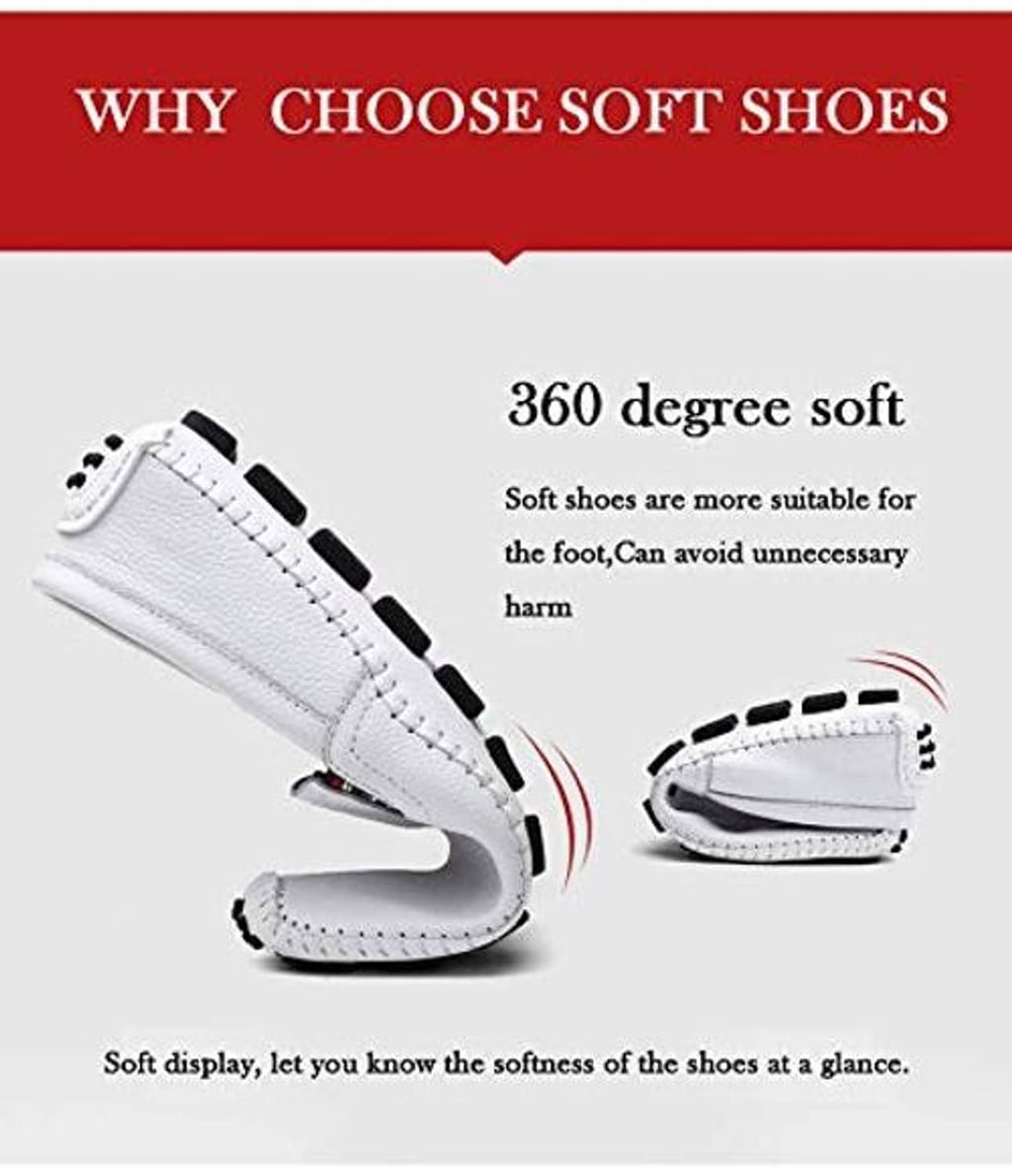 White soft slip-on shoes with perforated design and thick rubber bottom