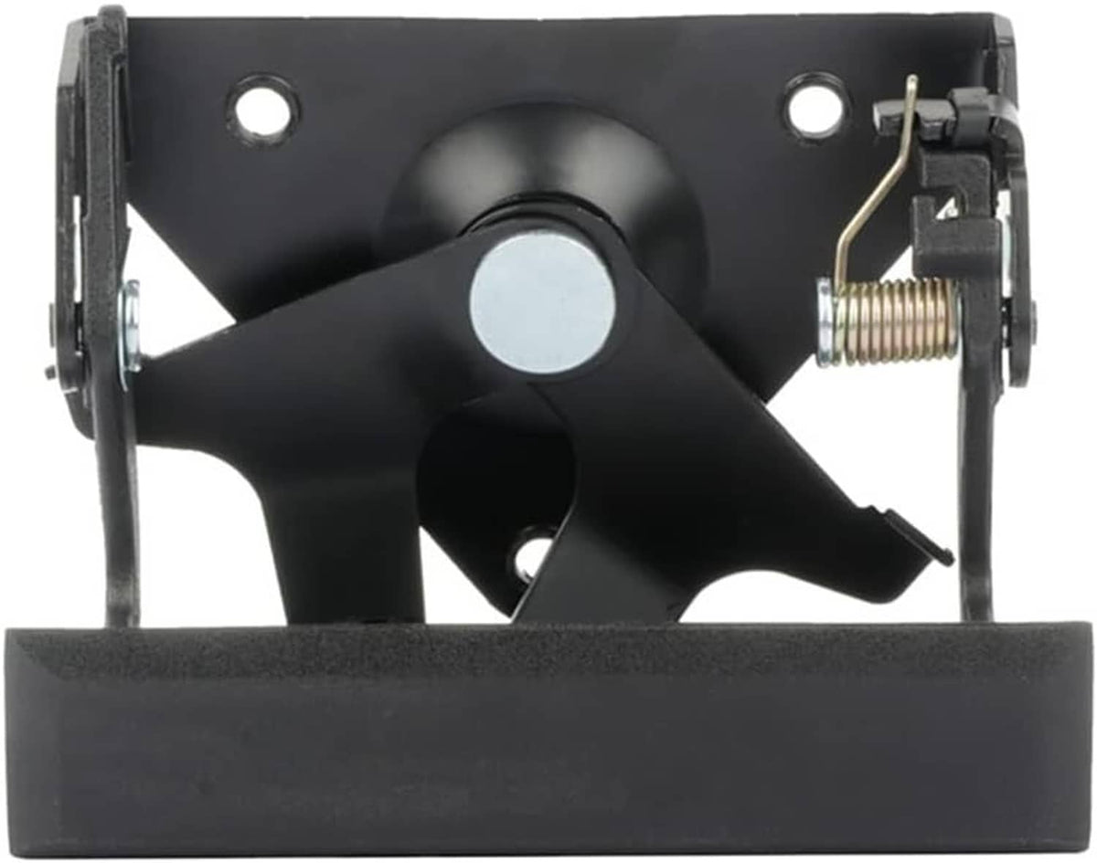 Black tailgate handle latch bracket with mounting holes and spring hardware