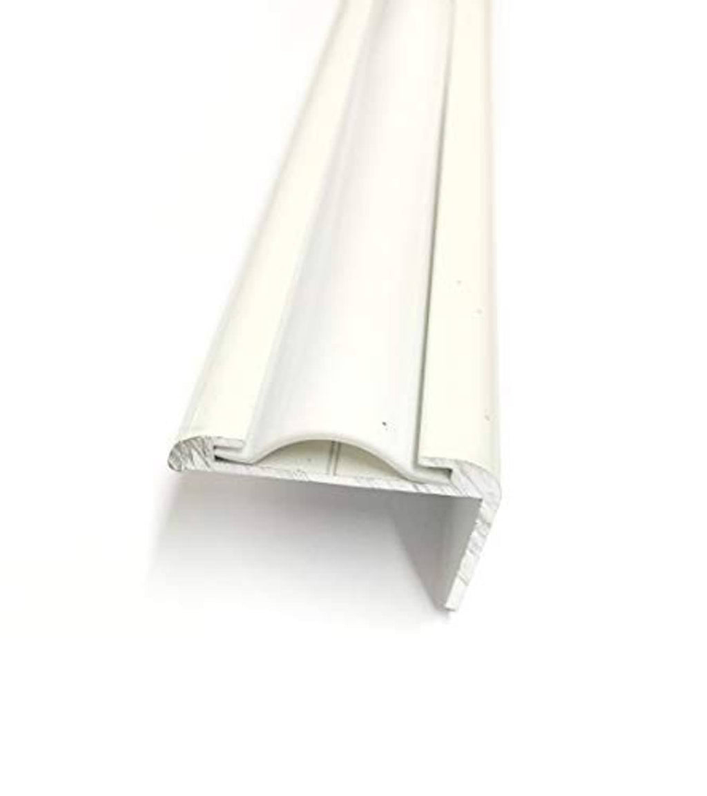 White vinyl insert molding trim piece showing curved underside channel