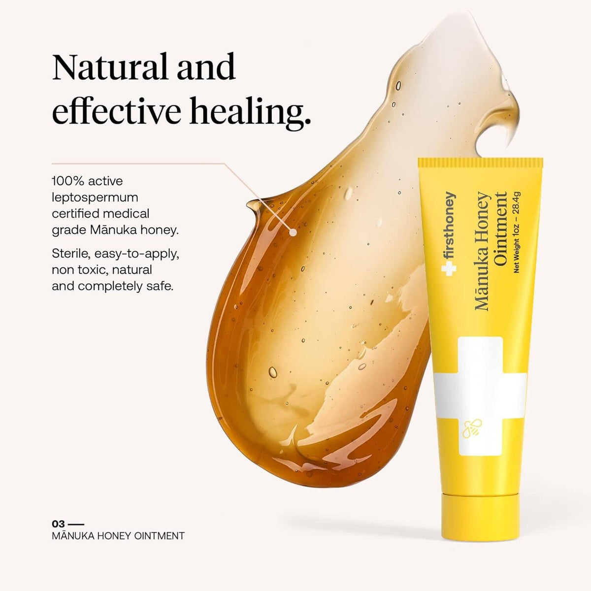 firsthoney manuka honey ointment yellow tube with honey drop graphic