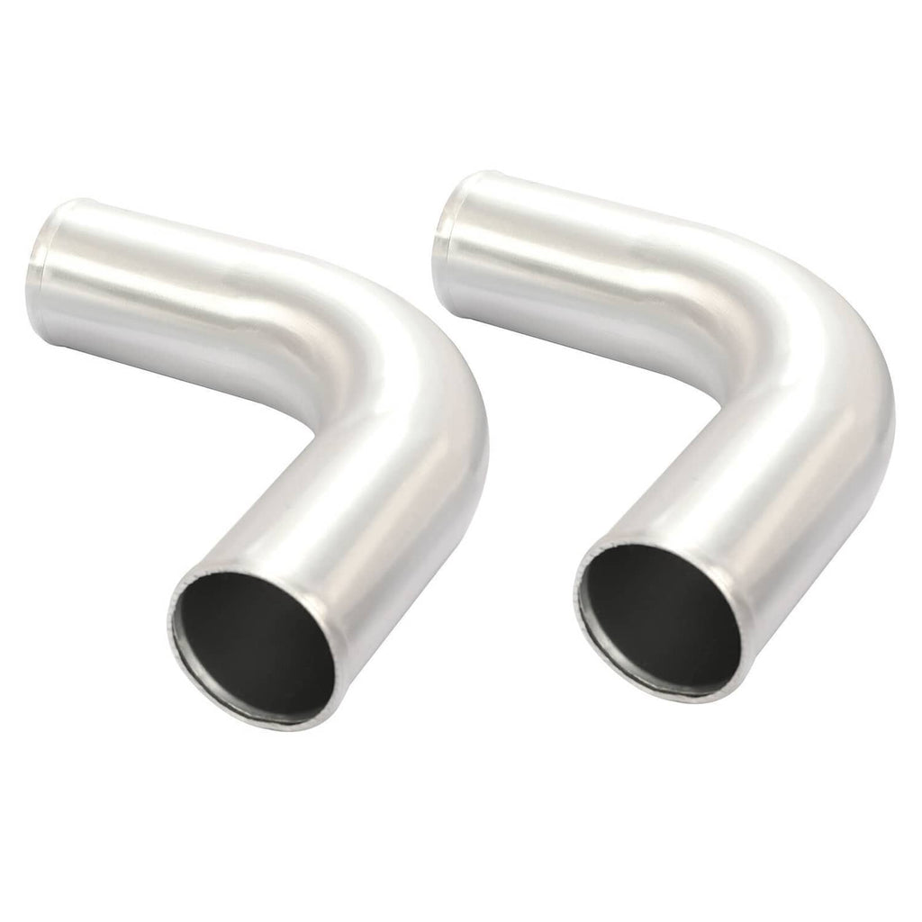 Silver polished aluminum elbow pipes, two-piece bent set
