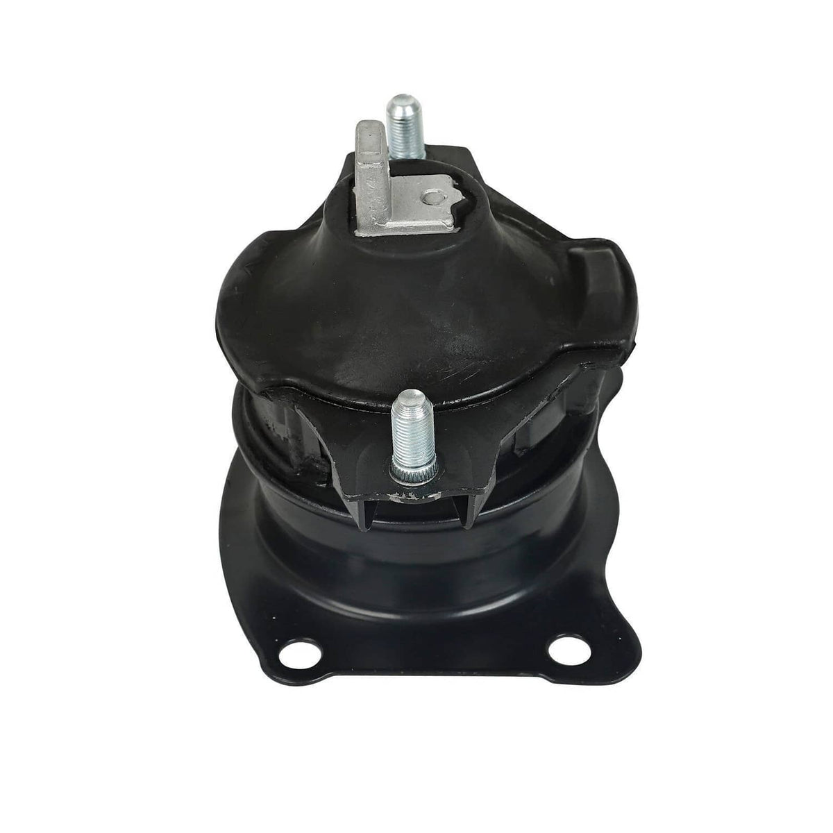 Black engine mount with rubber isolator and center metal bolt