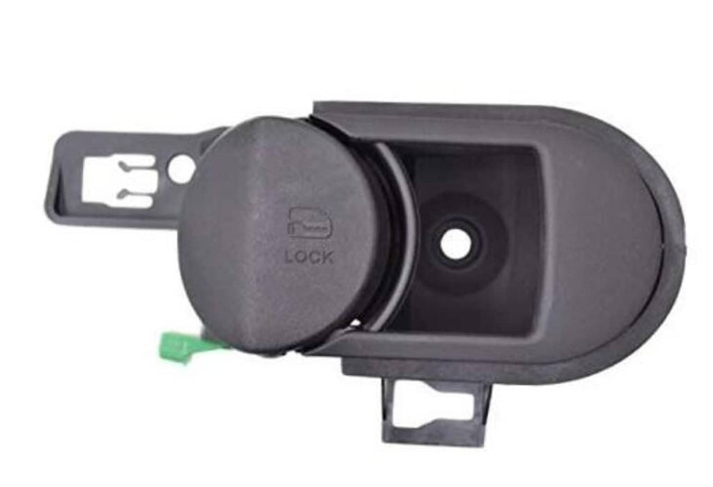 Black interior door handle with lock cylinder, left-side style