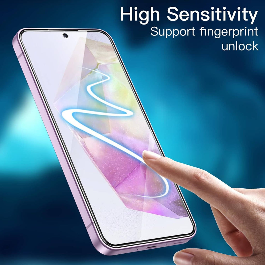 Tempered glass screen protector with high touch sensitivity for fingerprint unlock
