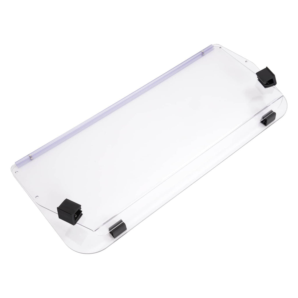 Clear vented windshield with black mounting brackets and purple-tinted top edge
