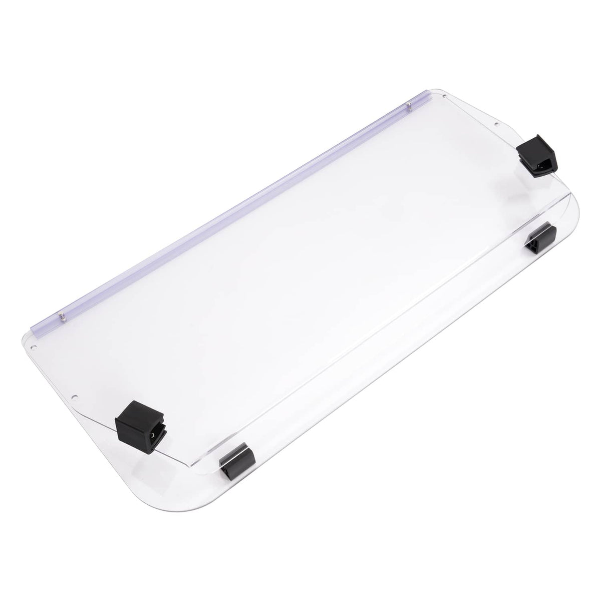 Clear vented windshield with black mounting brackets and purple-tinted top edge