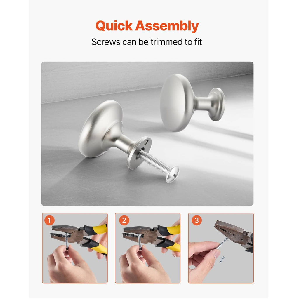 Mushroom cabinet knob with mounting screw shown for quick installation