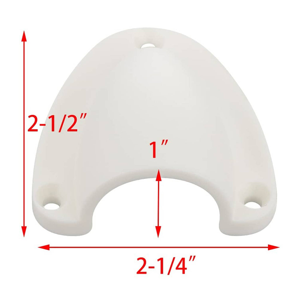 White clamshell vent cover with curved opening and mounting holes