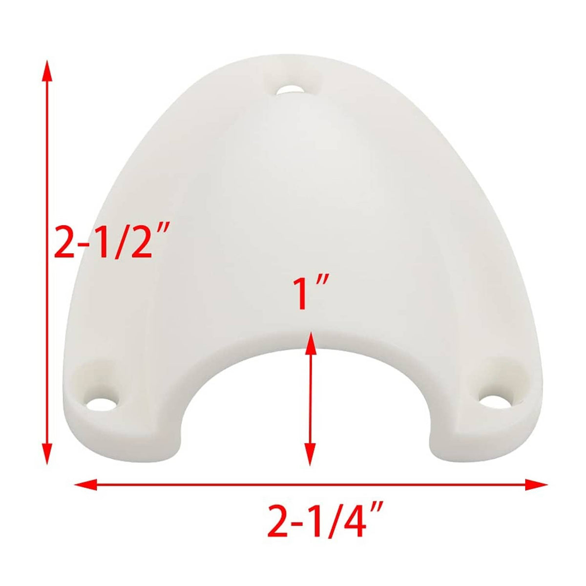 White clamshell vent cover with curved opening and mounting holes