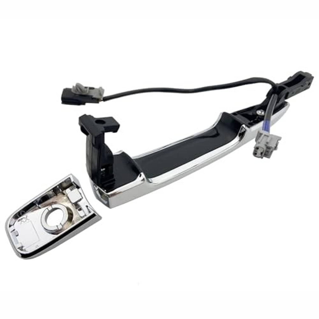 Exterior door handle assembly with chrome lever and wiring connections