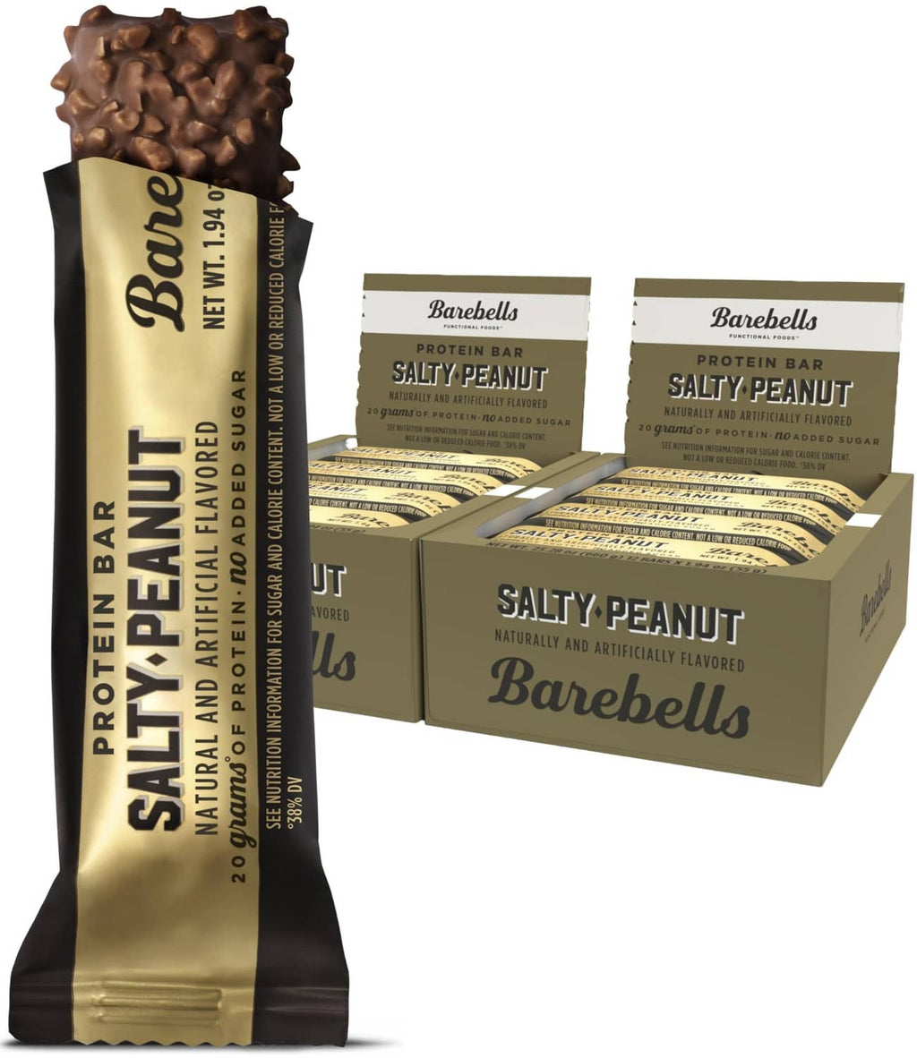 Salty peanut protein bar multipack with chocolatey coating in cardboard box