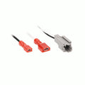 Speaker wiring harness cable pair with two red terminals and gray connector plugs