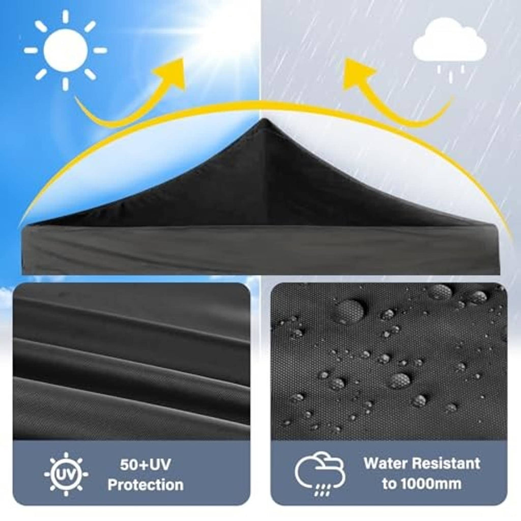 Black waterproof canopy top fabric with UV protection and water-resistant coating