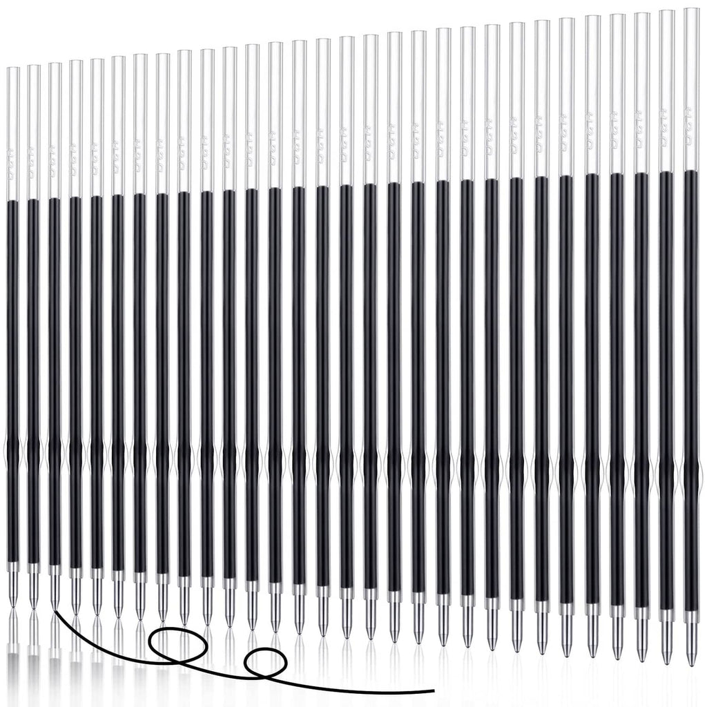 Ballpoint pen refills set with 1 mm tips, black ink, multiple slim barrels