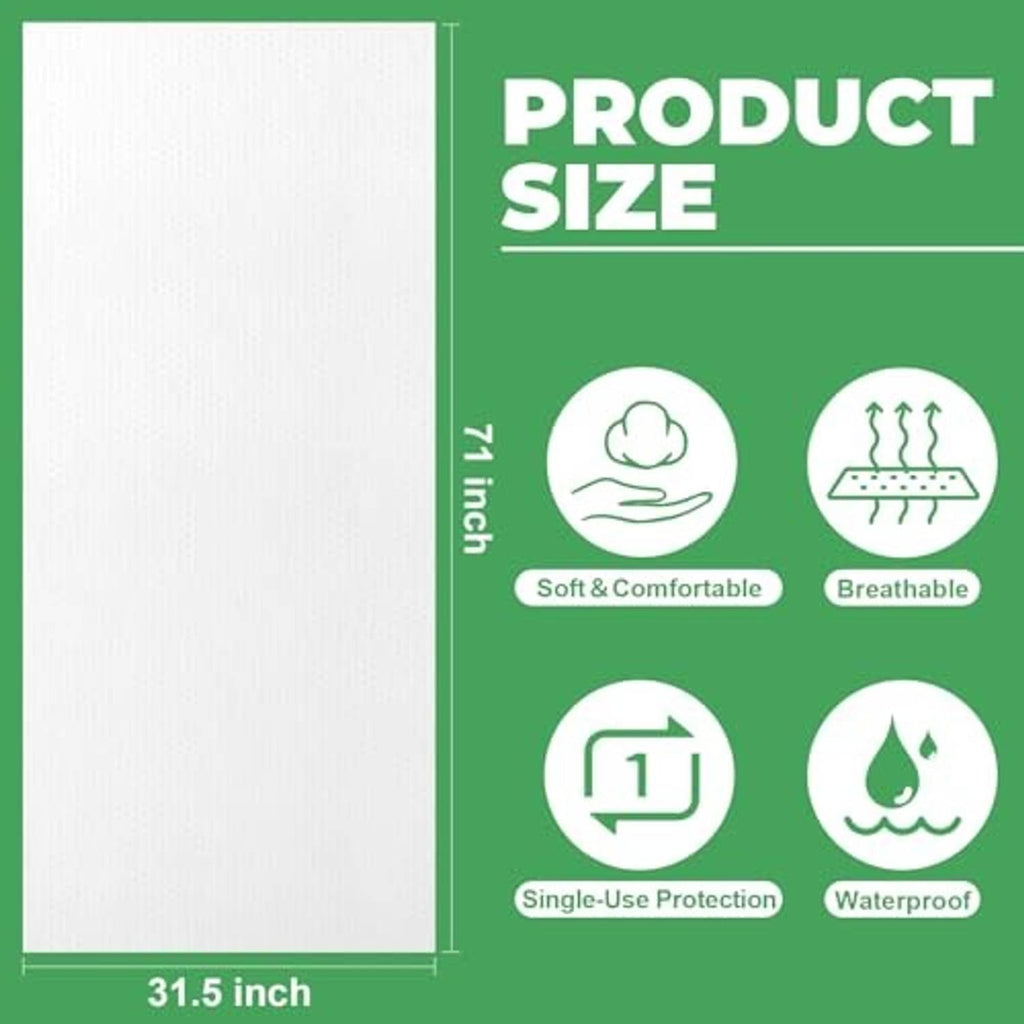 Disposable bed sheet size graphic, 31.5 in length, non-woven