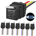 Automotive 12V relay module with diode and multi-wire harness socket, black housing
