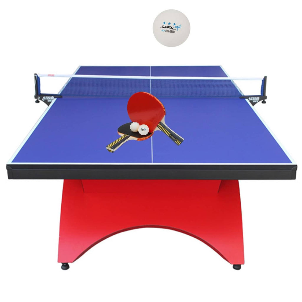 White 3-star table tennis ball on a table tennis table surface