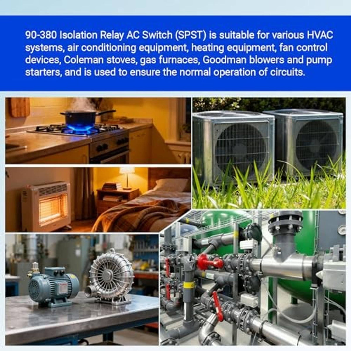 Fan relay used in HVAC equipment collage with system connection examples
