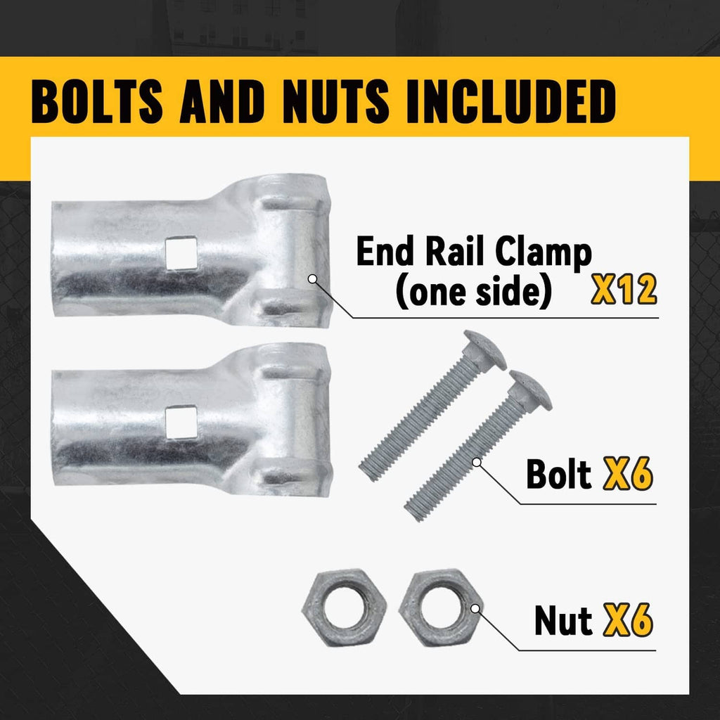 End rail clamp kit, galvanized steel clamps with bolts and nuts for chain link fencing