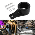 Black harmonic damper pulley holding tool with two bolts and two washers set