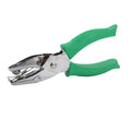 Handheld green triangle hole puncher with metal lever tool