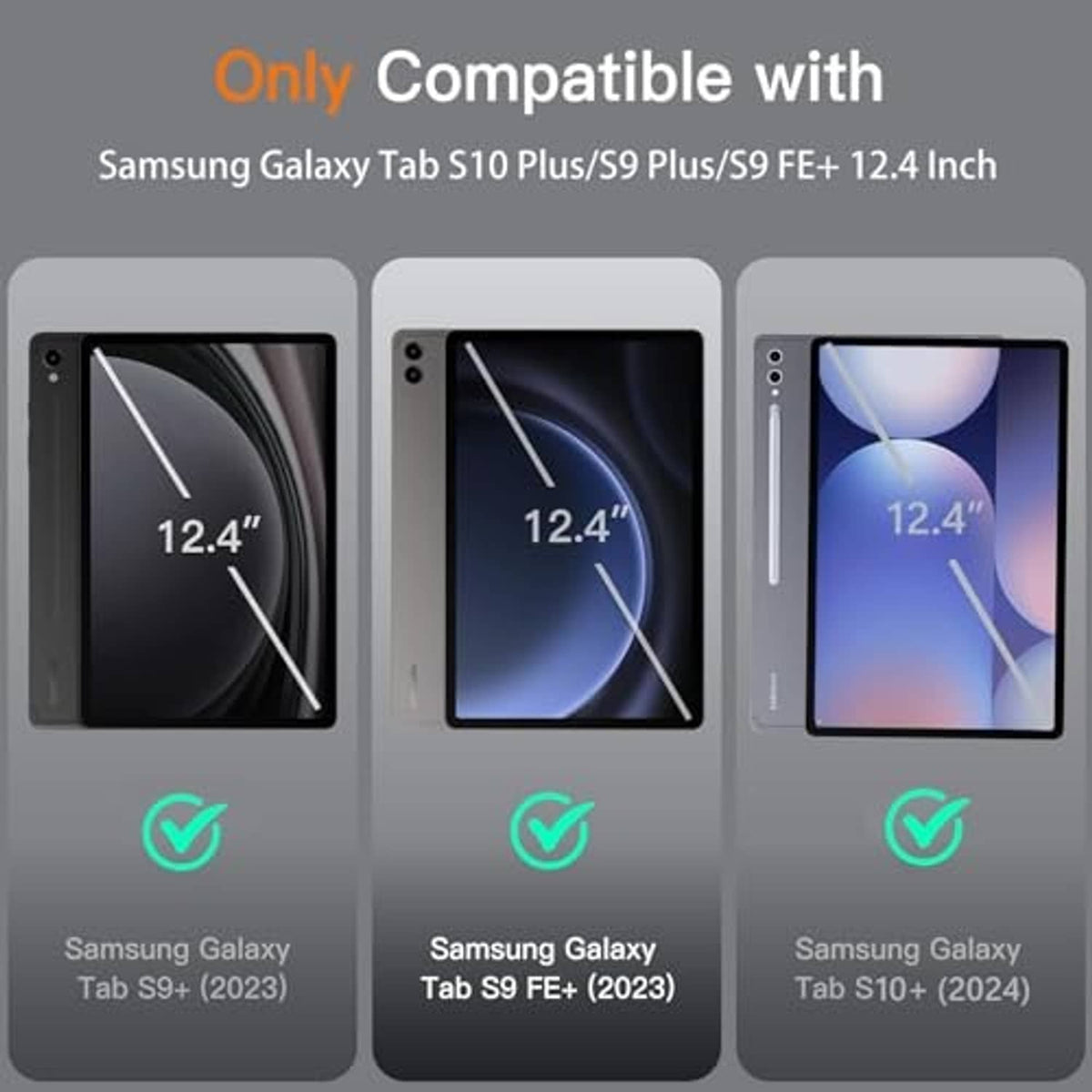 Keyboard case compatibility for 12.4-inch Samsung Galaxy Tab models
