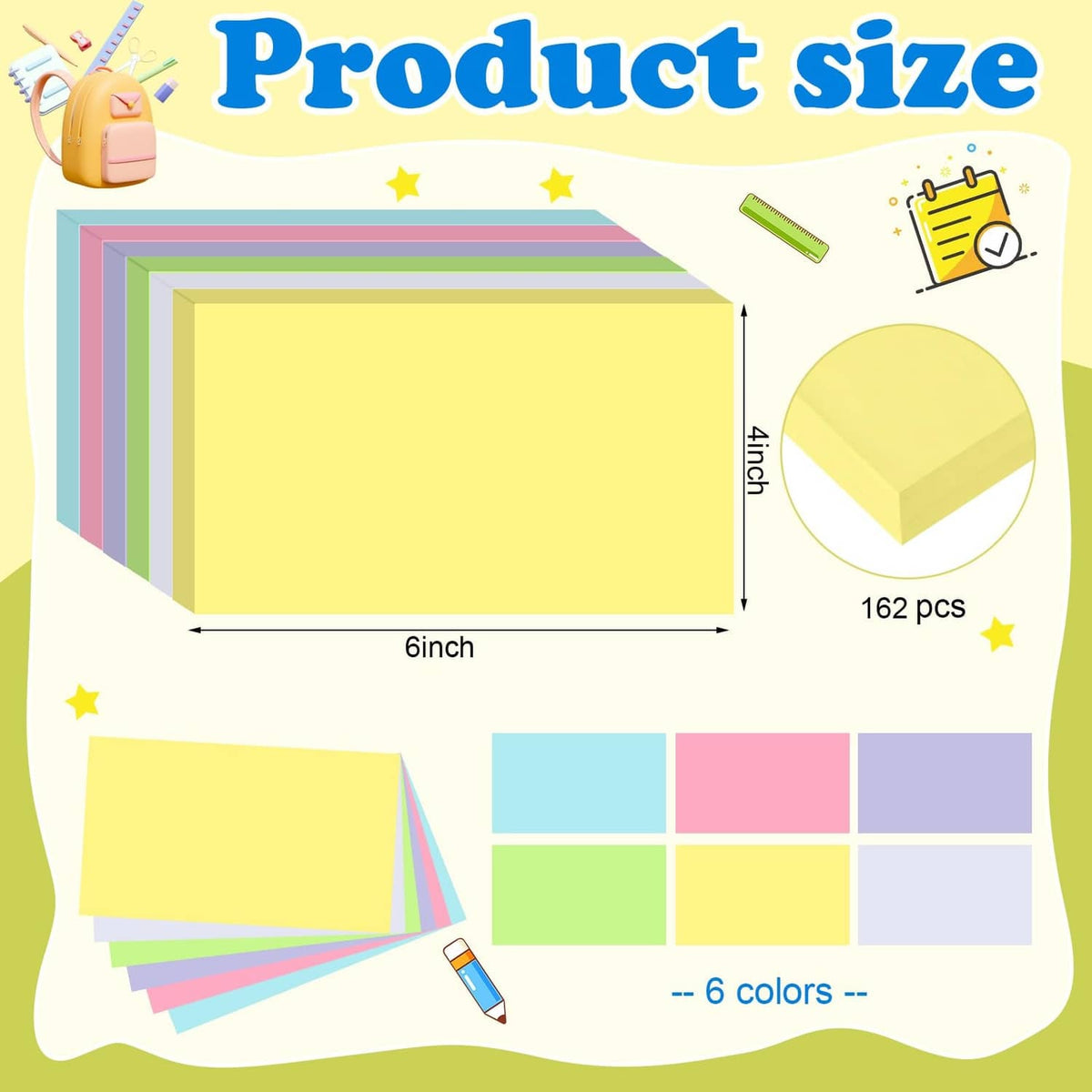Multicolor 4x6 blank index cards, neatly stacked with writing surfaces visible