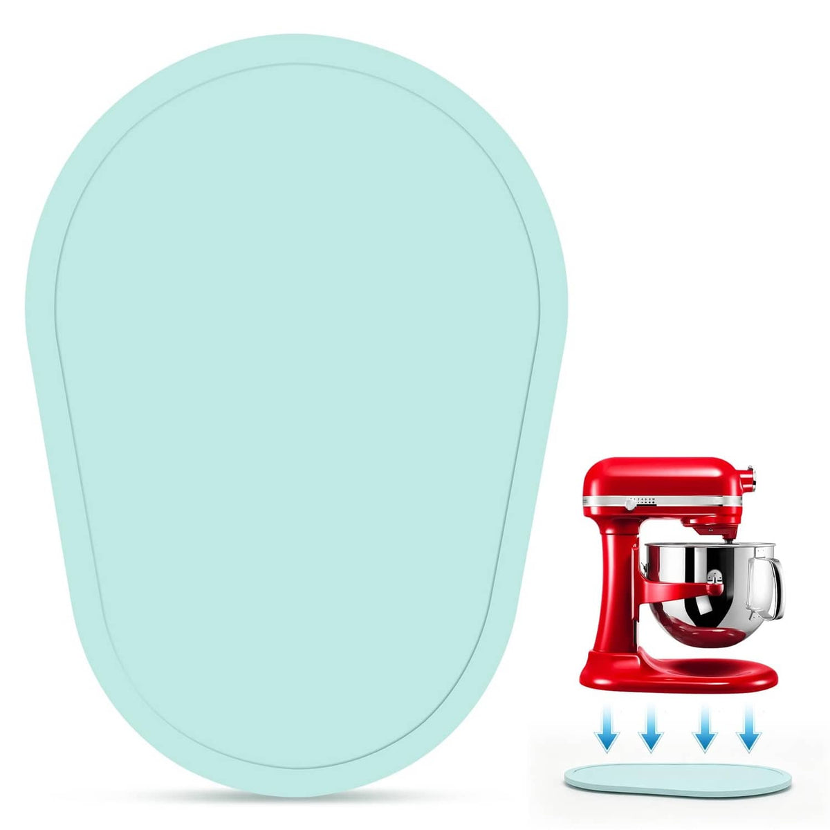 Blue oval mixer slider pad for KitchenAid bowl lift stand mixer base