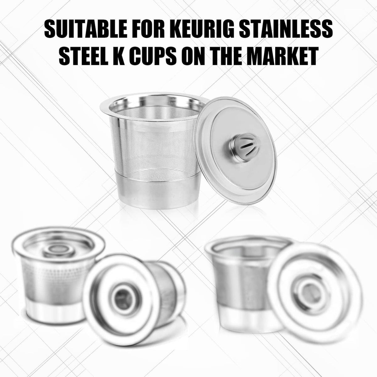 Transparent silicone gasket rings with stainless steel cups and vented lids