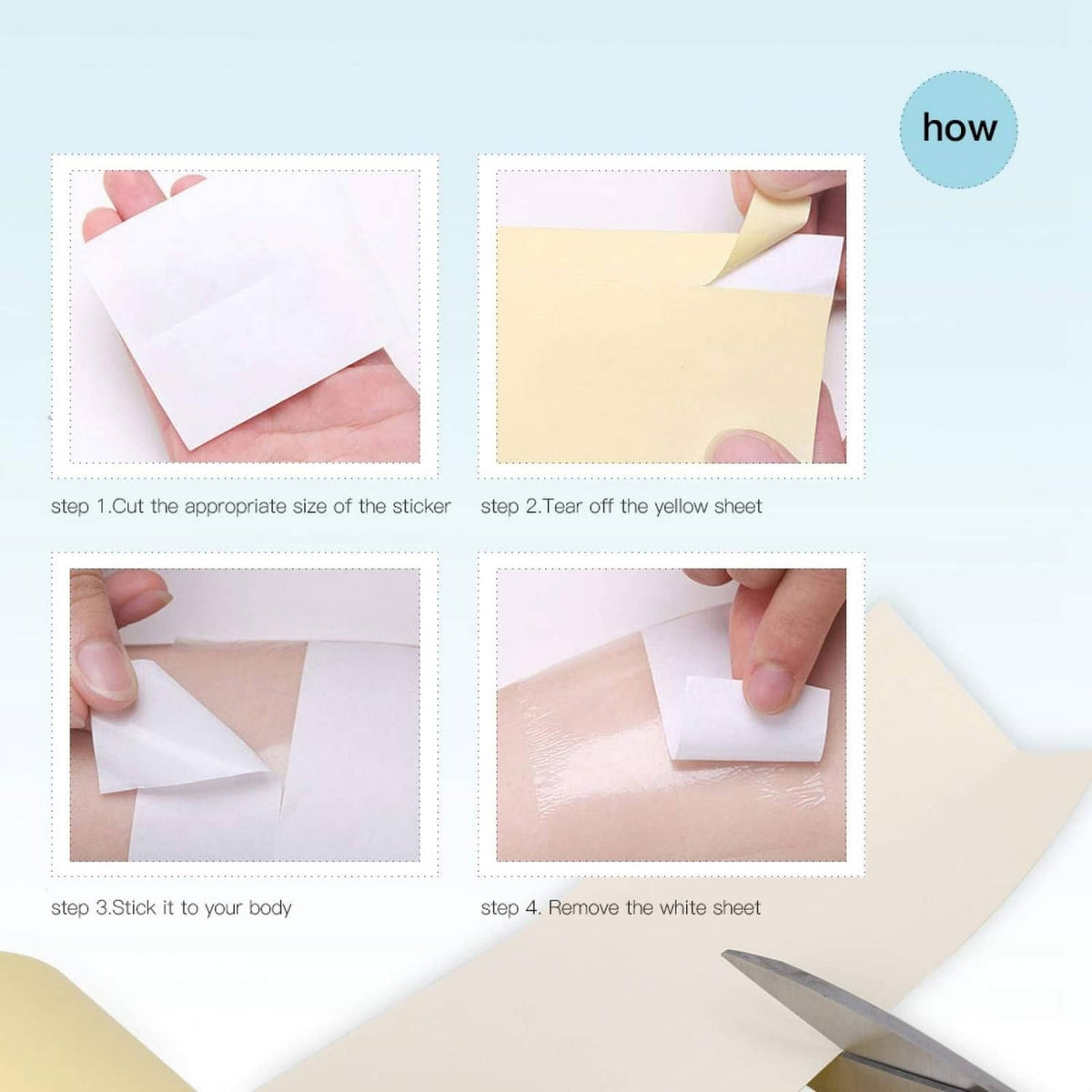 Disposable underarm sweat pad sheets with white protective backing for easy peeling