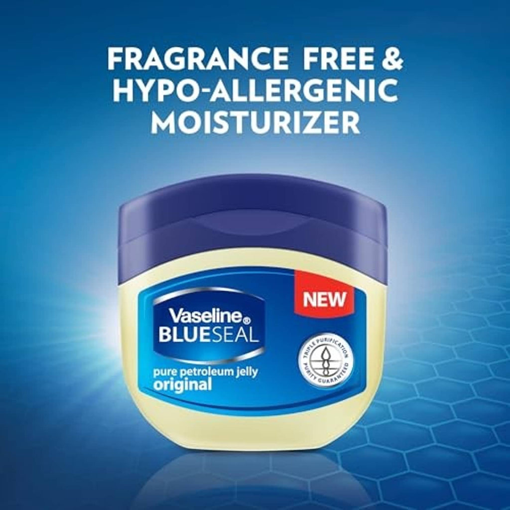Vaseline BLUESEAL petroleum jelly jar with blue lid and pale cream container