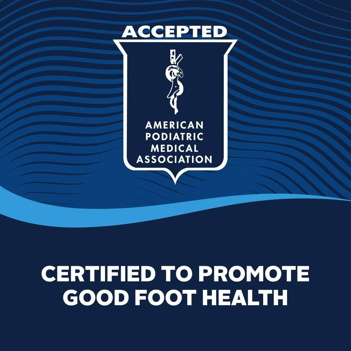 Plantar fascia orthotic insole insert with side profile, certification badge above