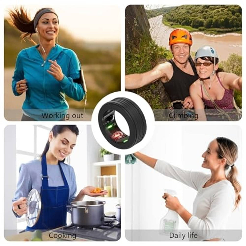 Black silicone smart ring protector cover, ribbed texture