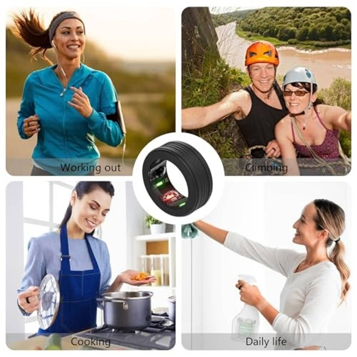 Black silicone smart ring protector cover, ribbed texture