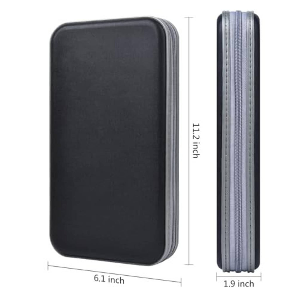 Black CD/DVD storage wallet with size markings and double zipper tracks