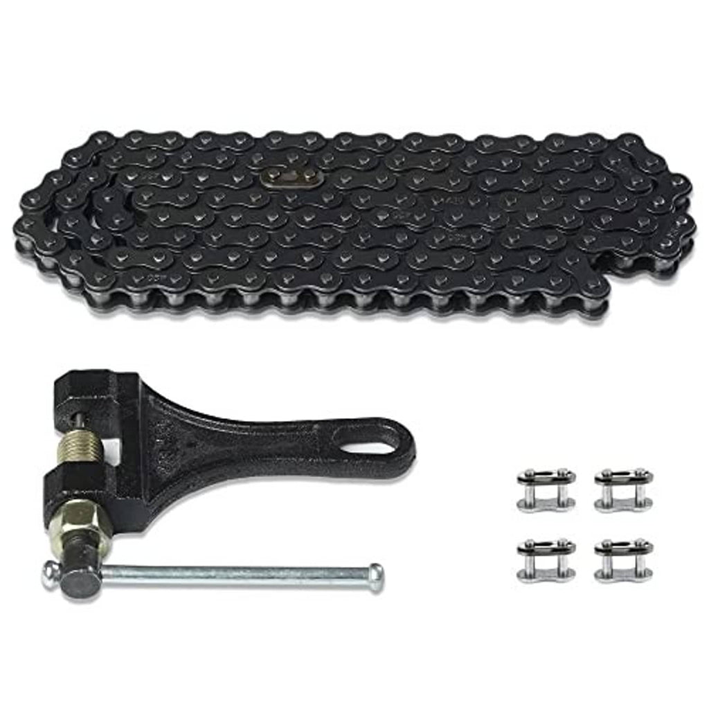 Black 420 roller chain (132 links) with chain breaker tool and four master links