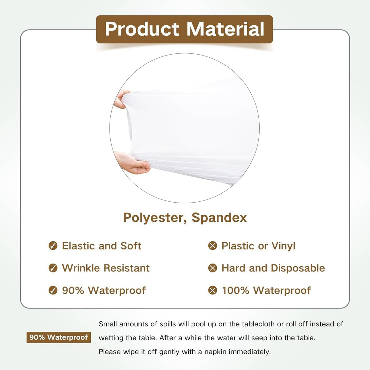 White polyester spandex table cover, elastic soft stretch sheet