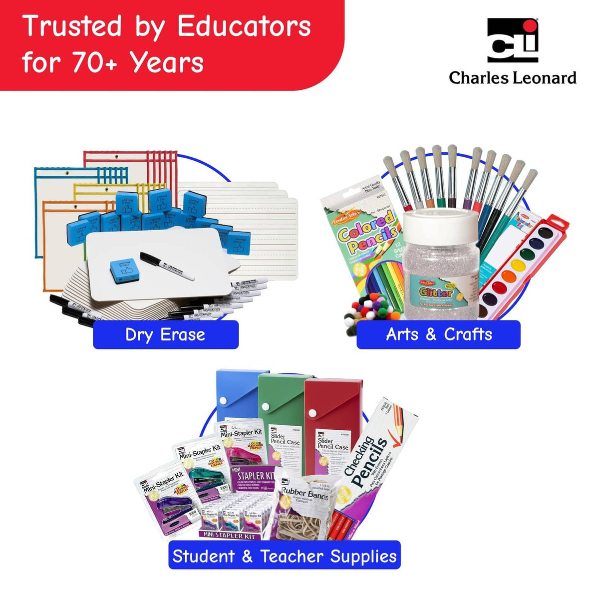 Classroom supply pack with multiple white lapboards, dry erase markers, and felt erasers