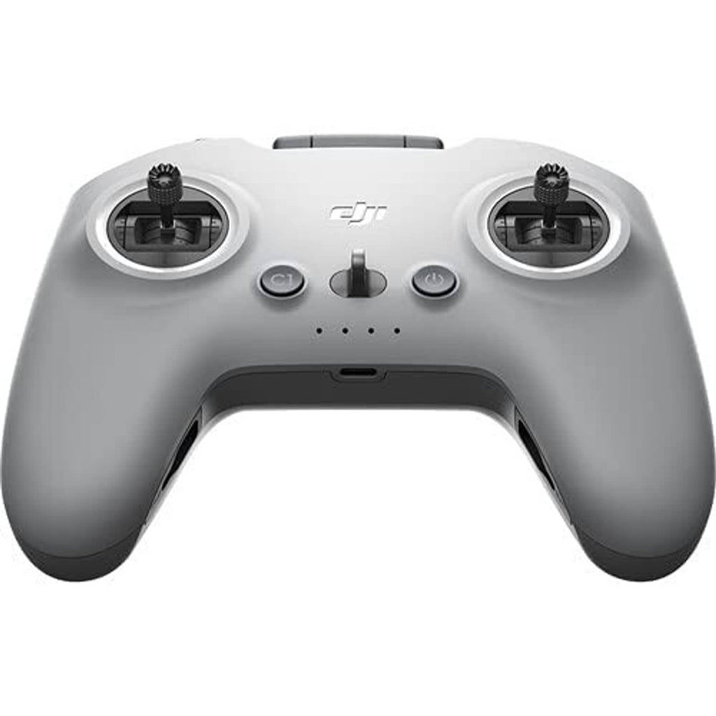 Grey FPV remote controller front view with two joysticks and central control buttons