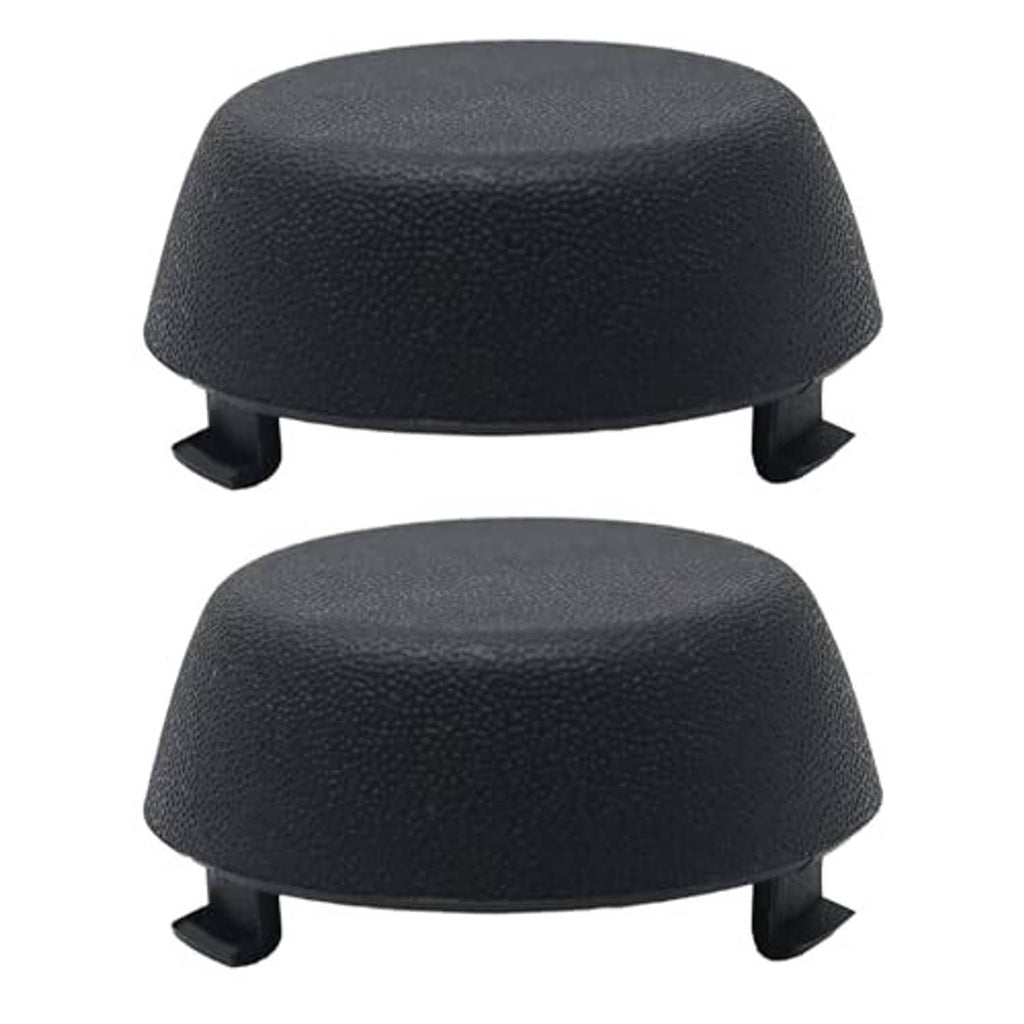 Set of two black rear bumper dome caps with textured finish and corner mounting feet