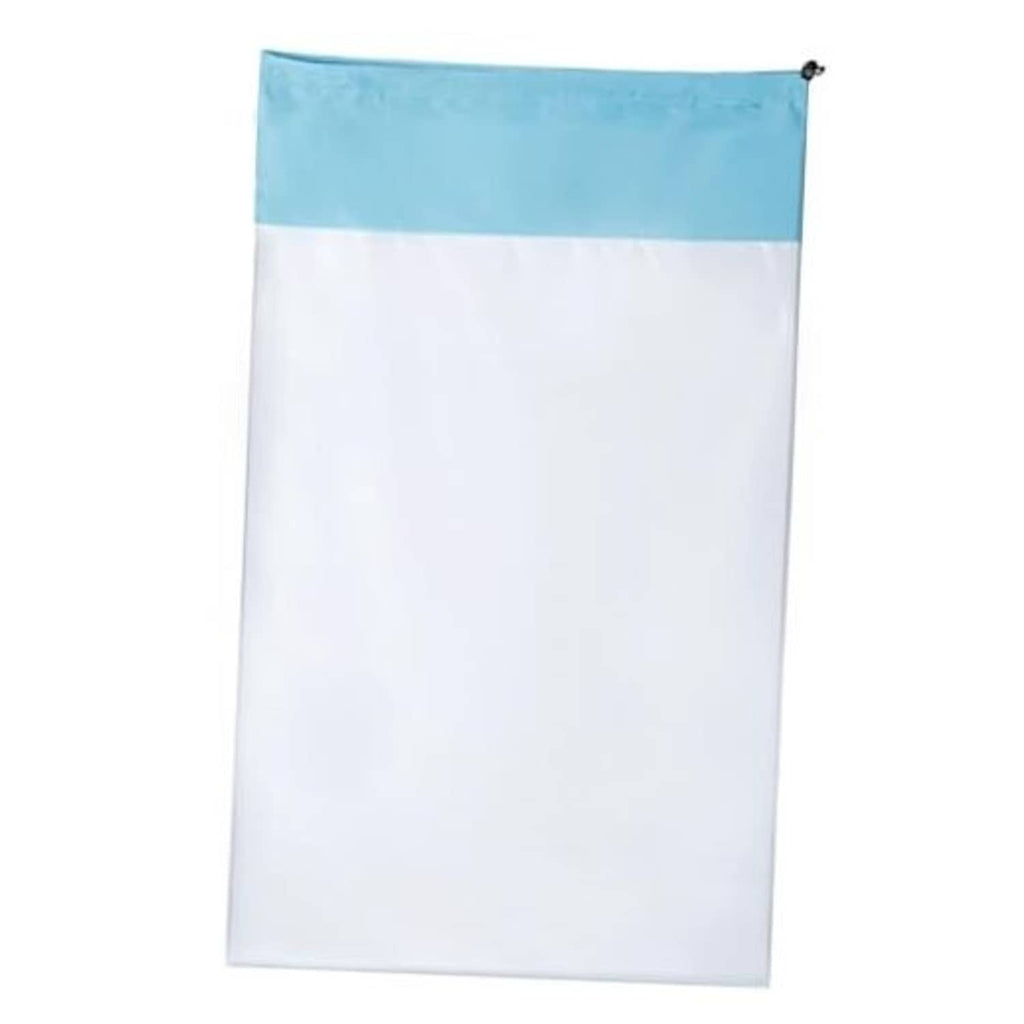 Pool replacement bag: white mesh with light-blue top band and tie cord