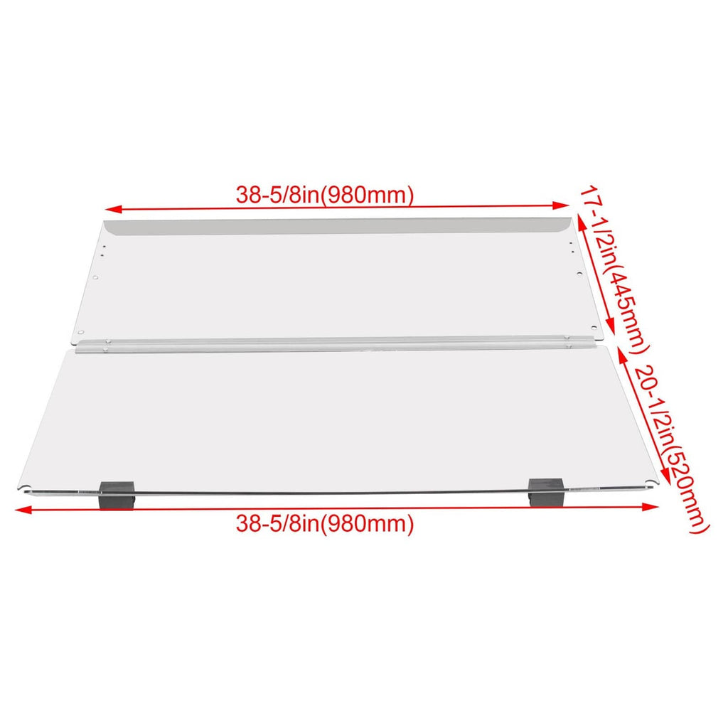 Clear folding windscreen with size markings for a golf cart windshield panel