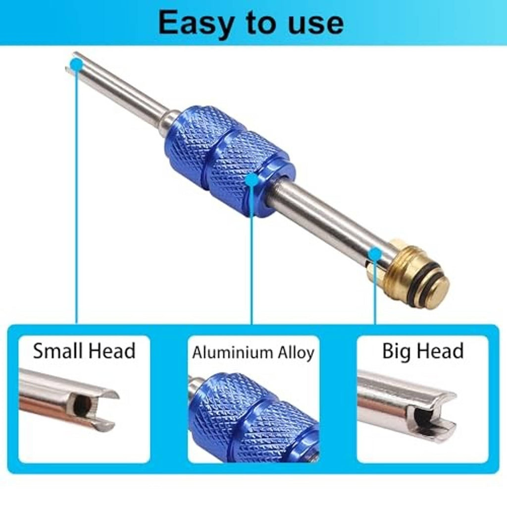 Remover tool with textured blue grip, metal shaft, and small and big head tips