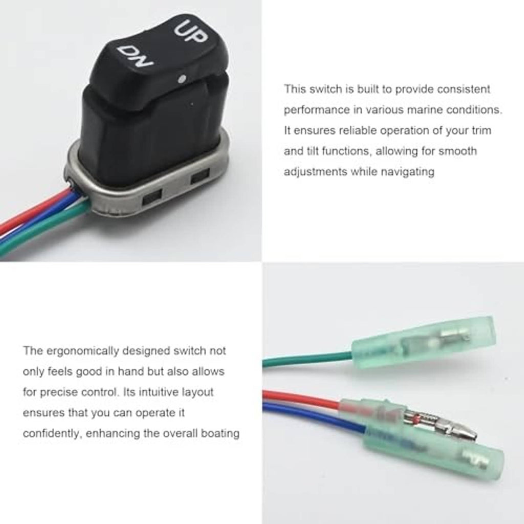 Black trim and tilt switch with multicolor leads and green connector plugs