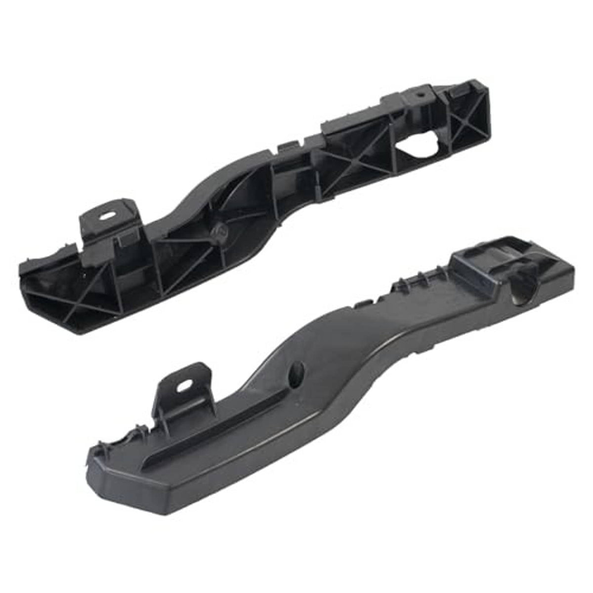 Front bumper bracket pair, black composite bumper rails with mounting holes