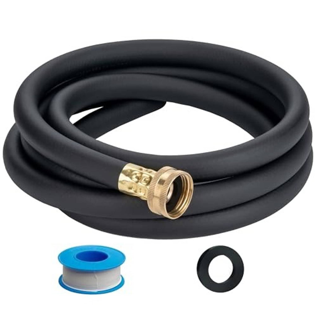 Black drain hose with brass 3/4 female connector and black rubber washer