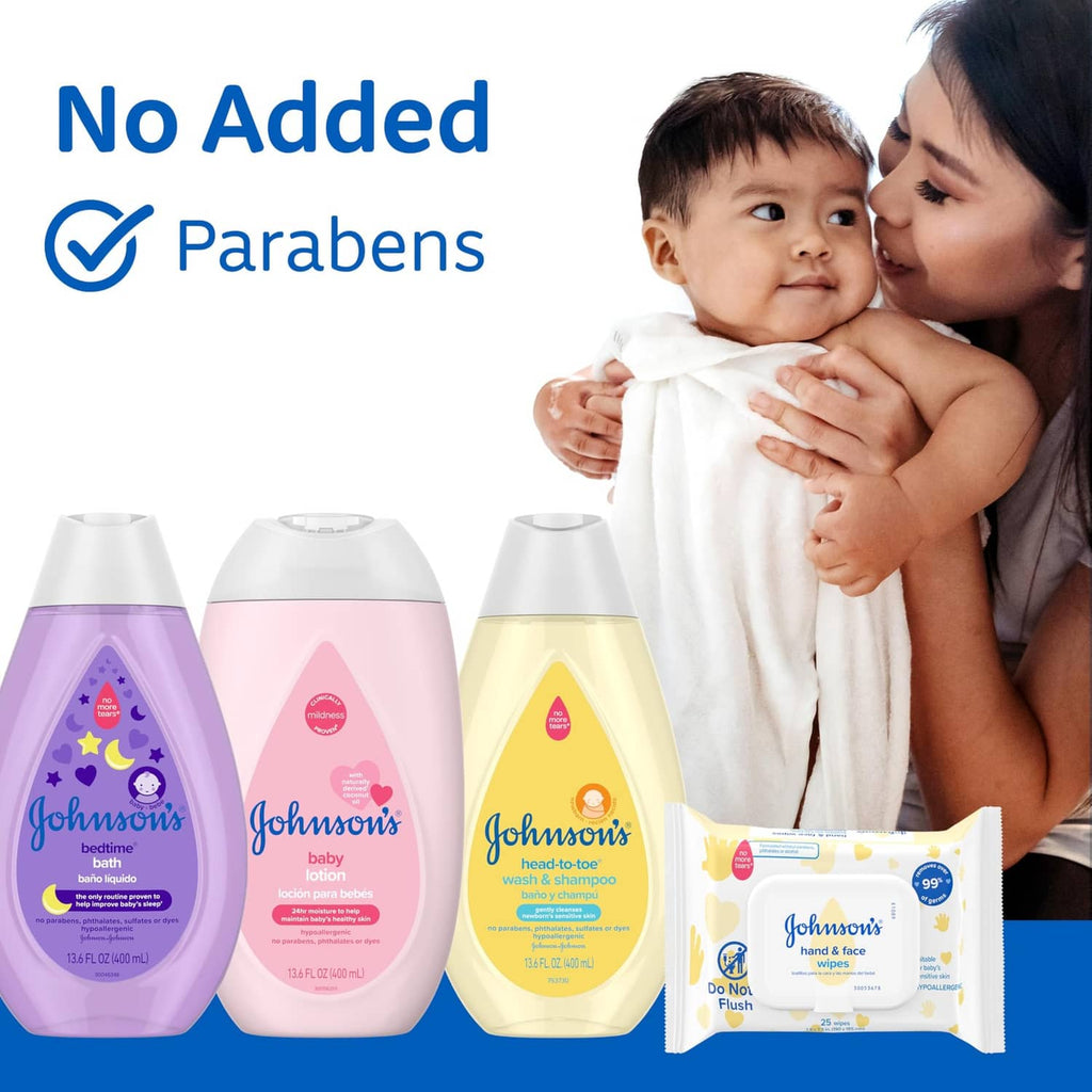 Baby care set with three bottles and hand & face wipes, plus Desitin tube