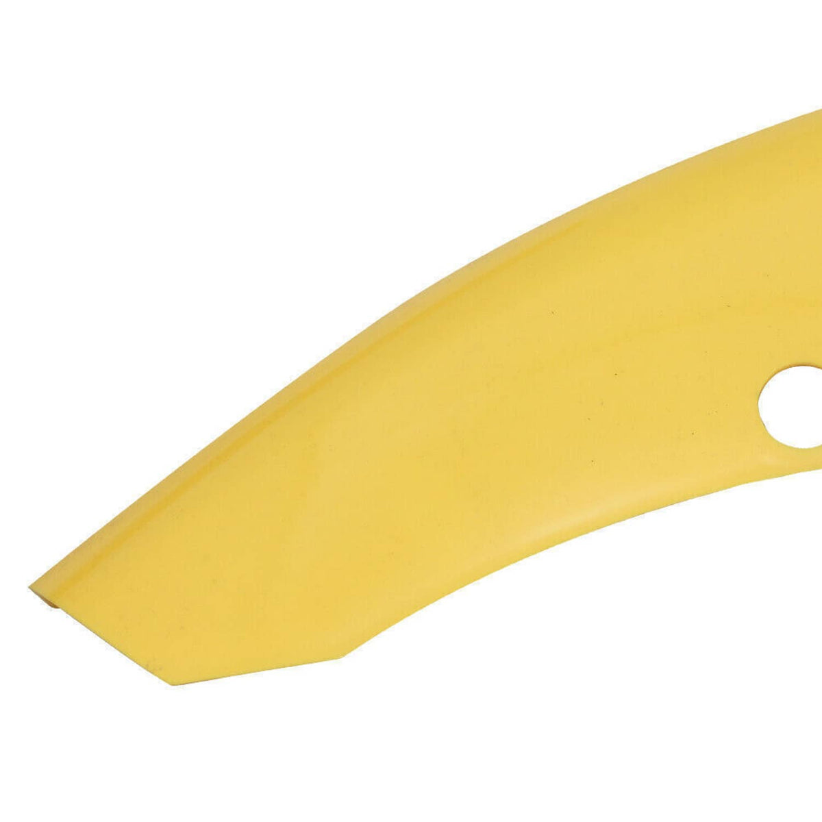 Yellow front bumper lip splitter trim cover, long curved strip with mounting hole